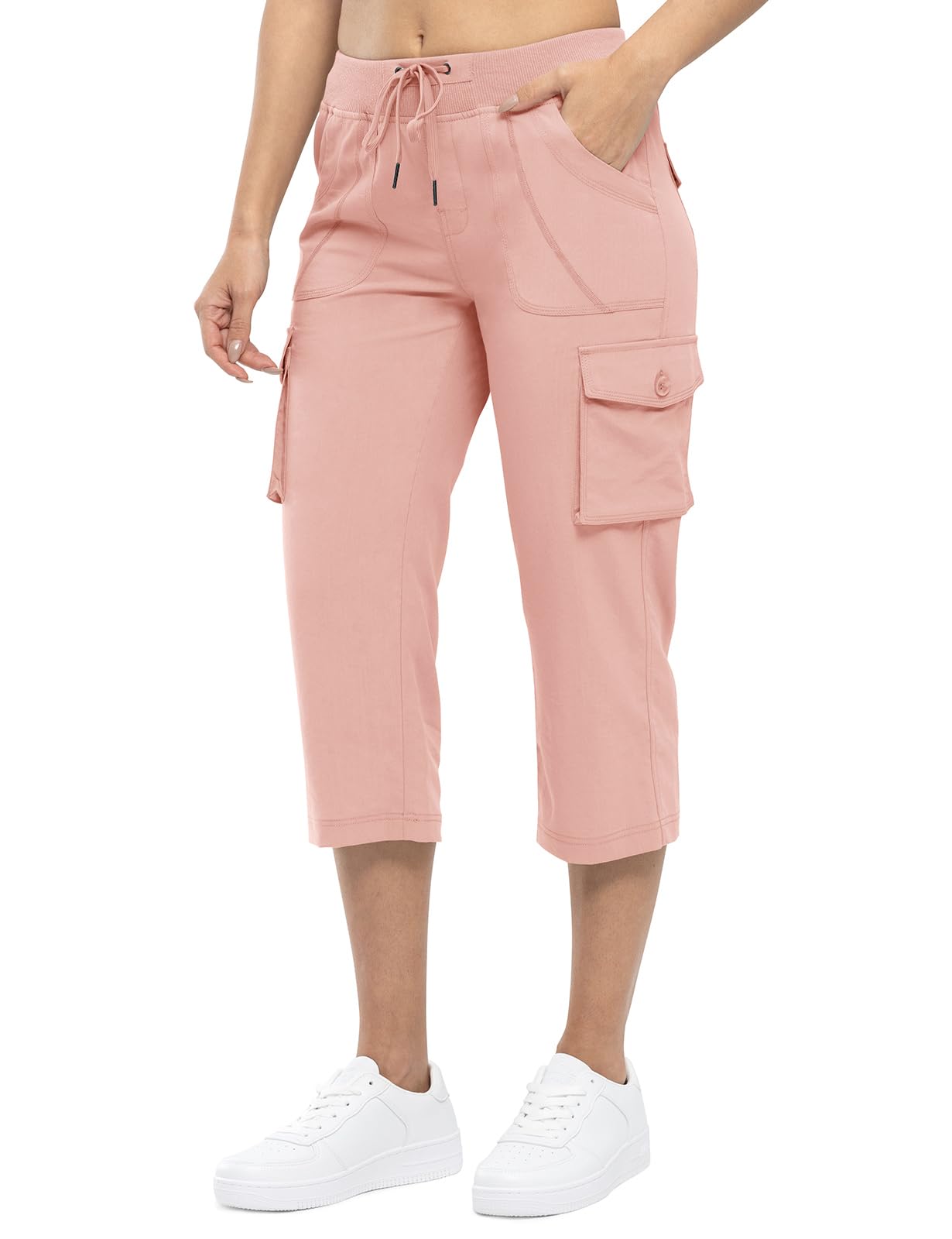 Womens Cargo Capris Lightweight Hiking Pants 6 Pockets