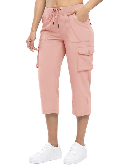 Womens Cargo Capris Lightweight Hiking Pants 6 Pockets
