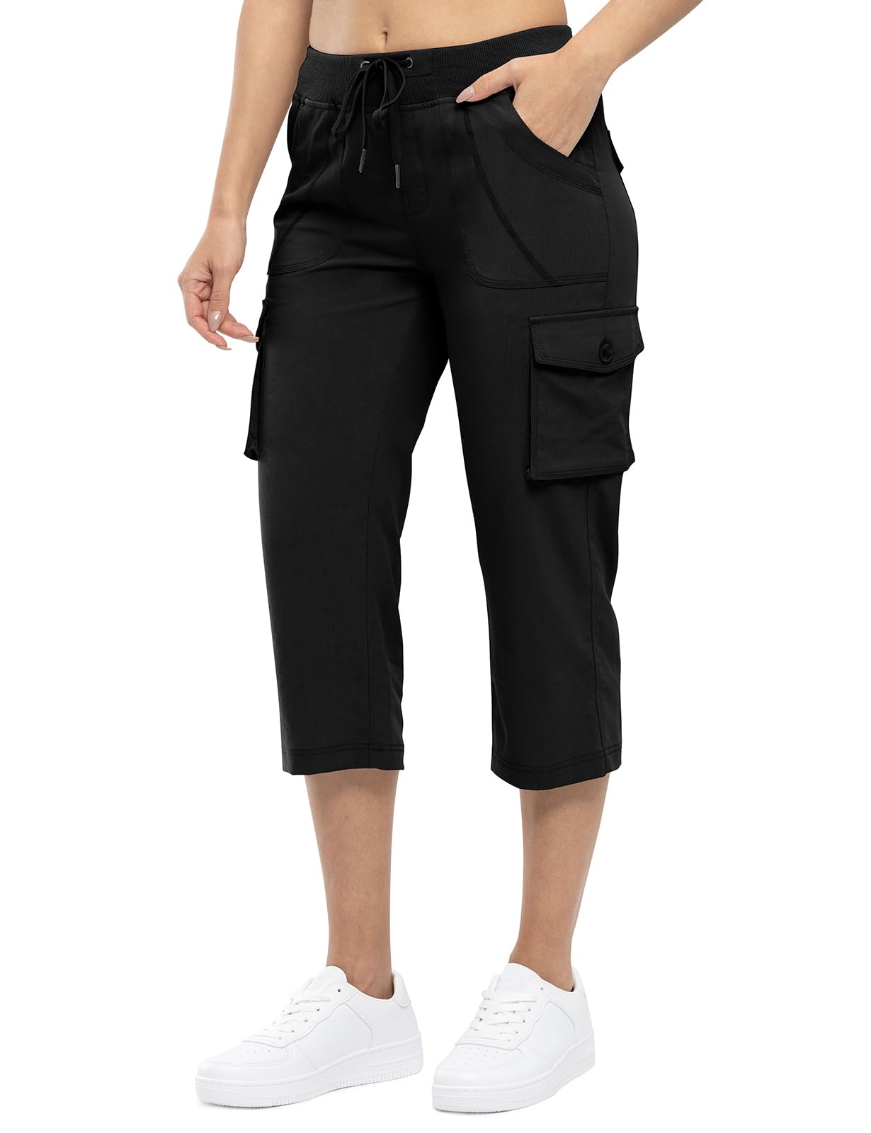 Womens Cargo Capris Lightweight Hiking Pants 6 Pockets