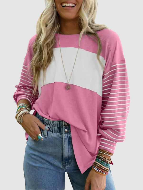 Women's Cute Color Block Long Sleeve Casual Top