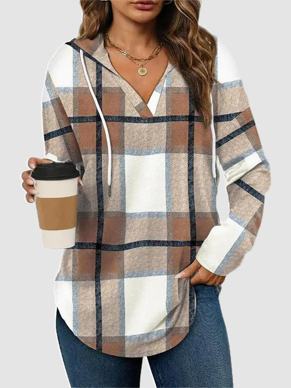 Women's Long Sleeve Plaid Oversized Hoodies