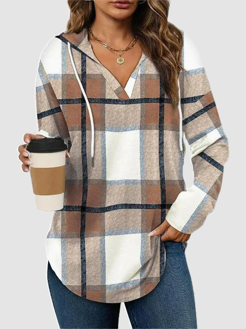 Women's Long Sleeve Plaid Oversized Hoodies