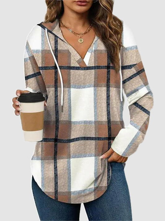 Women's Long Sleeve Plaid Oversized Hoodies