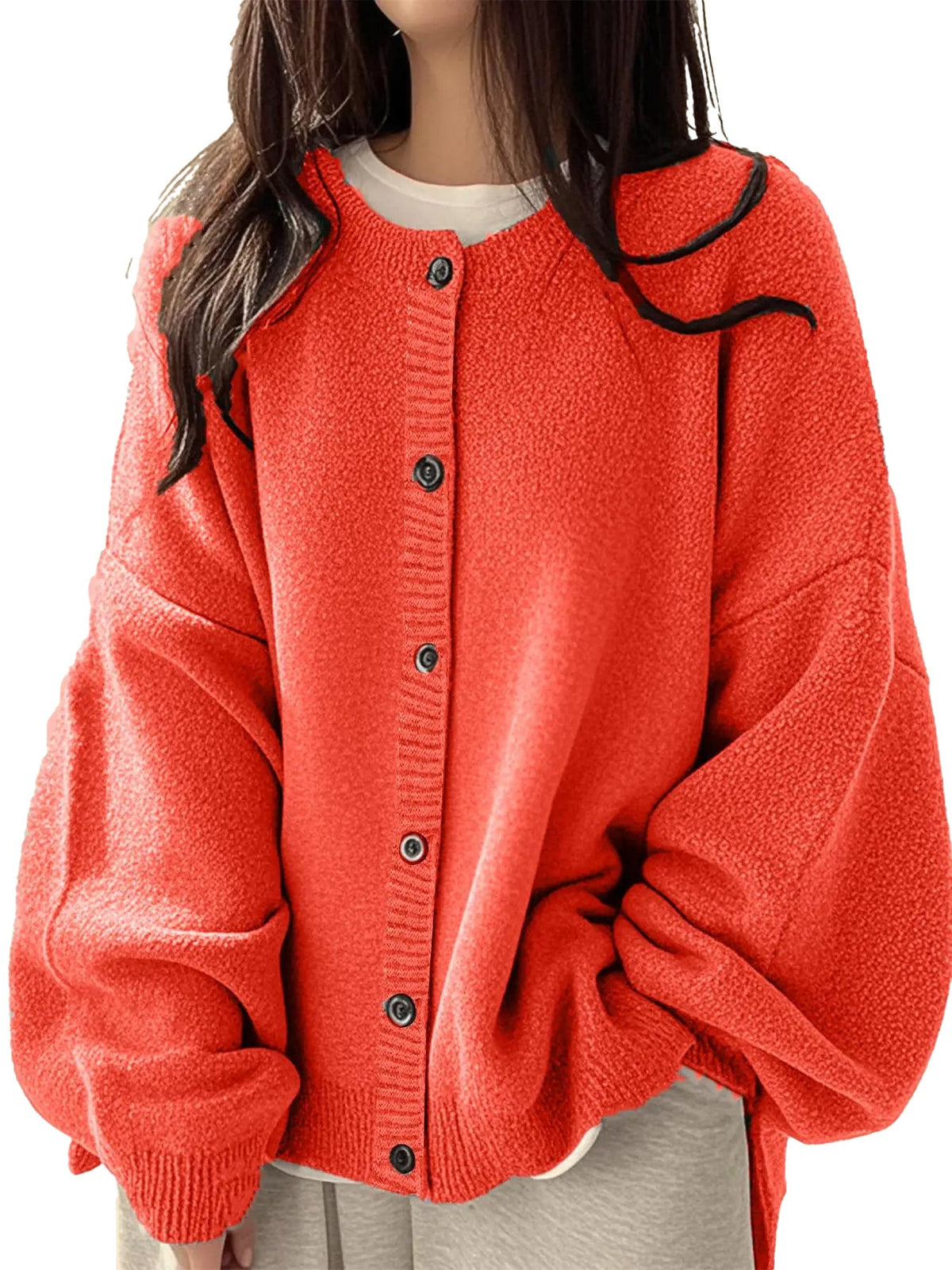 Women's Oversized Cardigan Casual Long Sleeve Button Down Knit Sweater