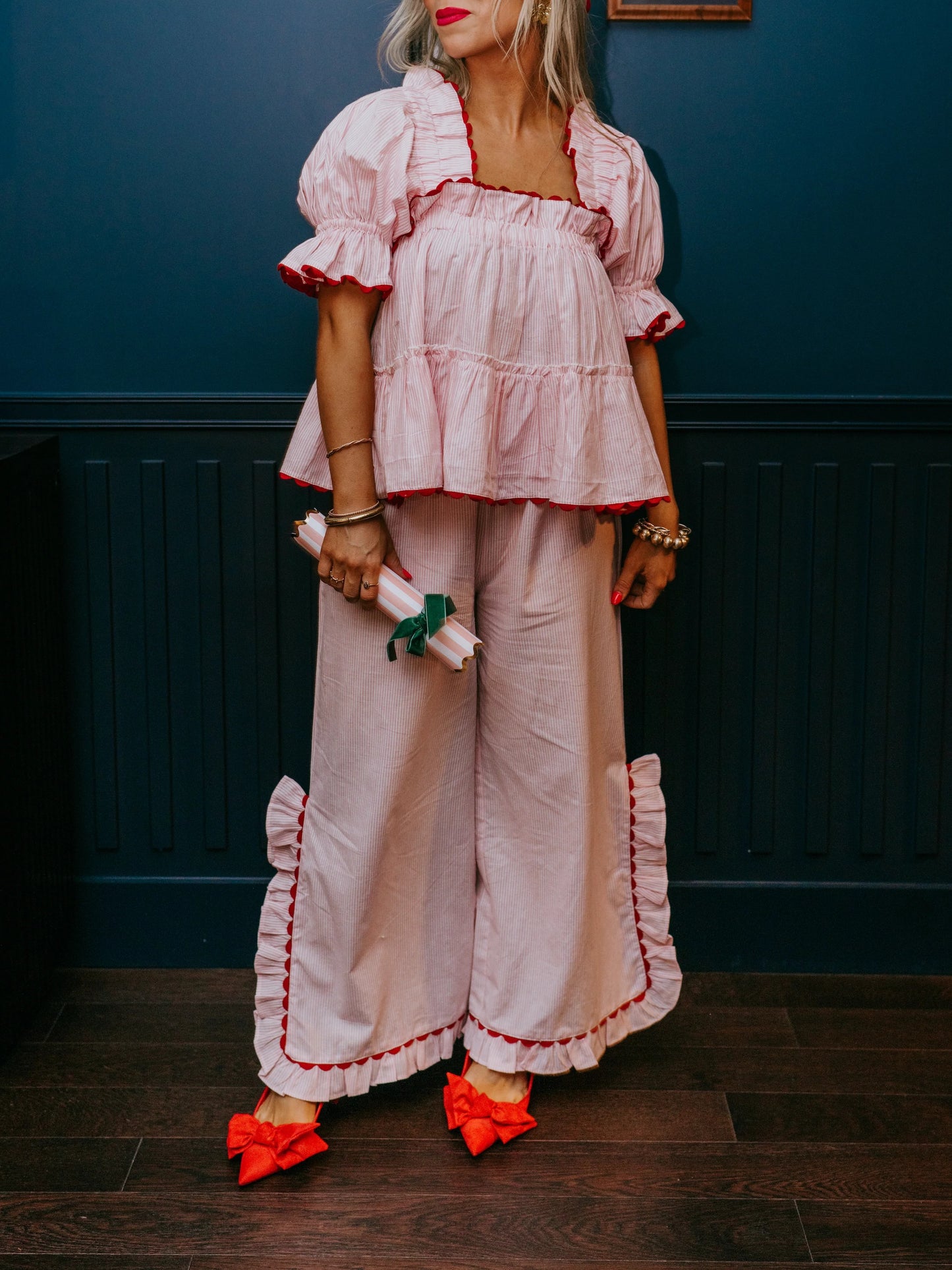 Women's Christmas Plaid Ruffle Puff Sleeve Pajamas Set(BUY 2 FREE SHIPPING)