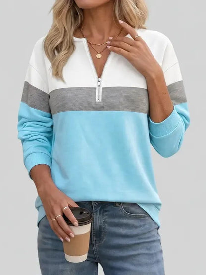 Women's Color Block Quarter Zip Sweatshirt