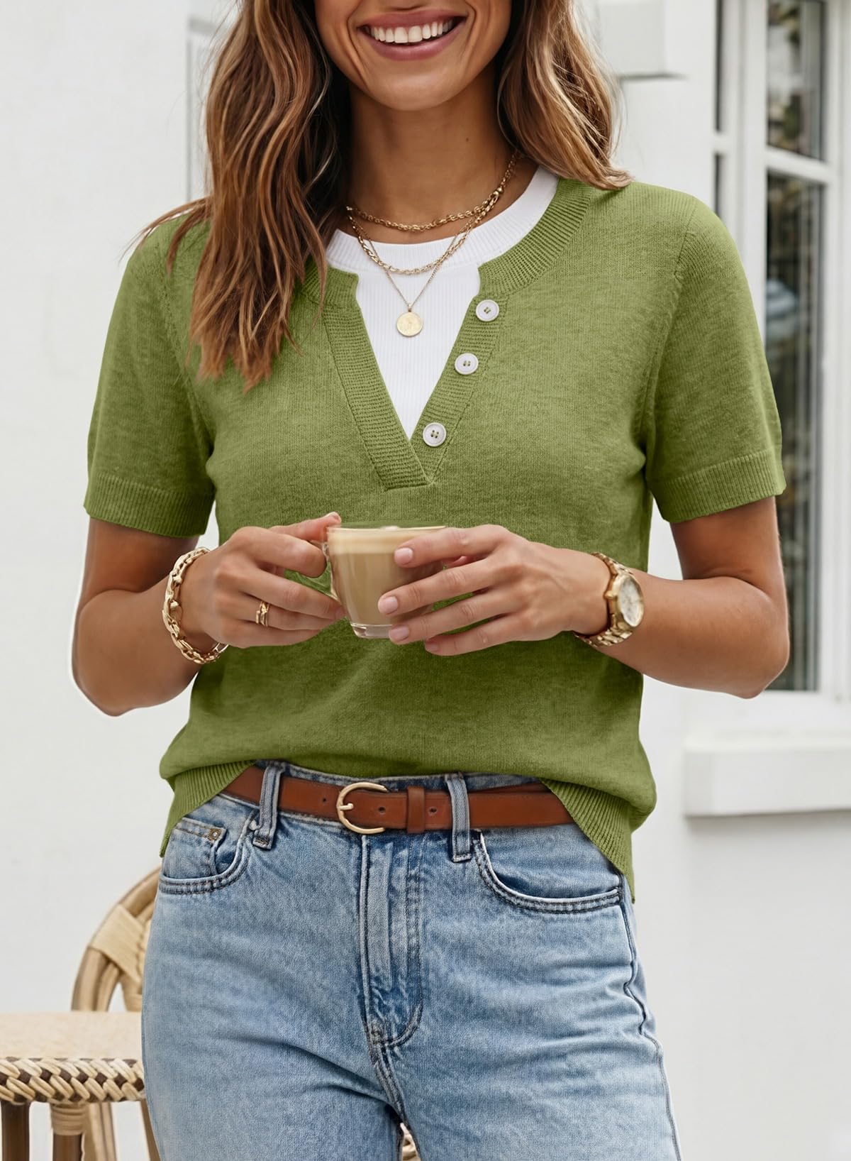 Women's Casual Short Sleeve Knitwear Top
