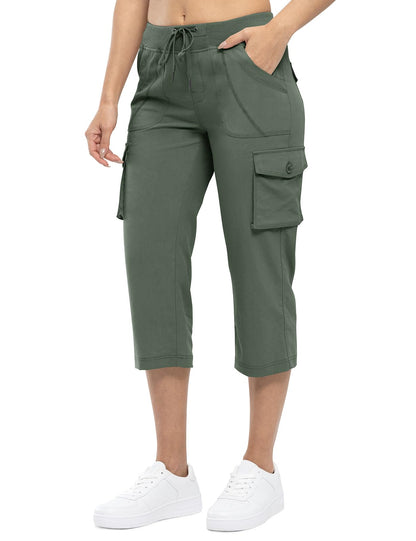 Womens Cargo Capris Lightweight Hiking Pants 6 Pockets
