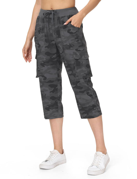 Womens Cargo Capris Lightweight Hiking Pants 6 Pockets
