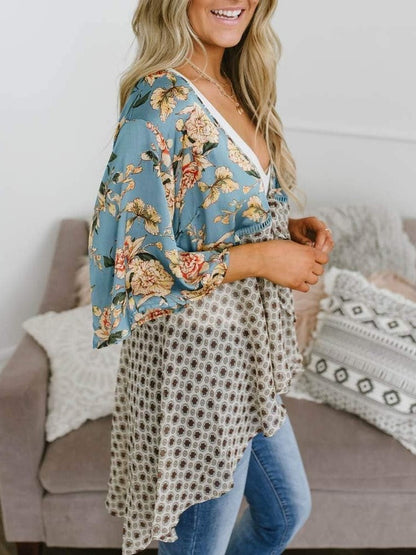 Women's Floral Kimono Ruffle Sleeve Tie Cardigans Flowy Boho Loose Cover Ups