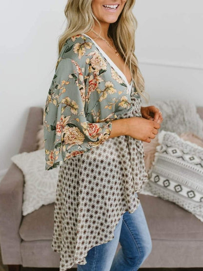 Women's Floral Kimono Ruffle Sleeve Tie Cardigans Flowy Boho Loose Cover Ups