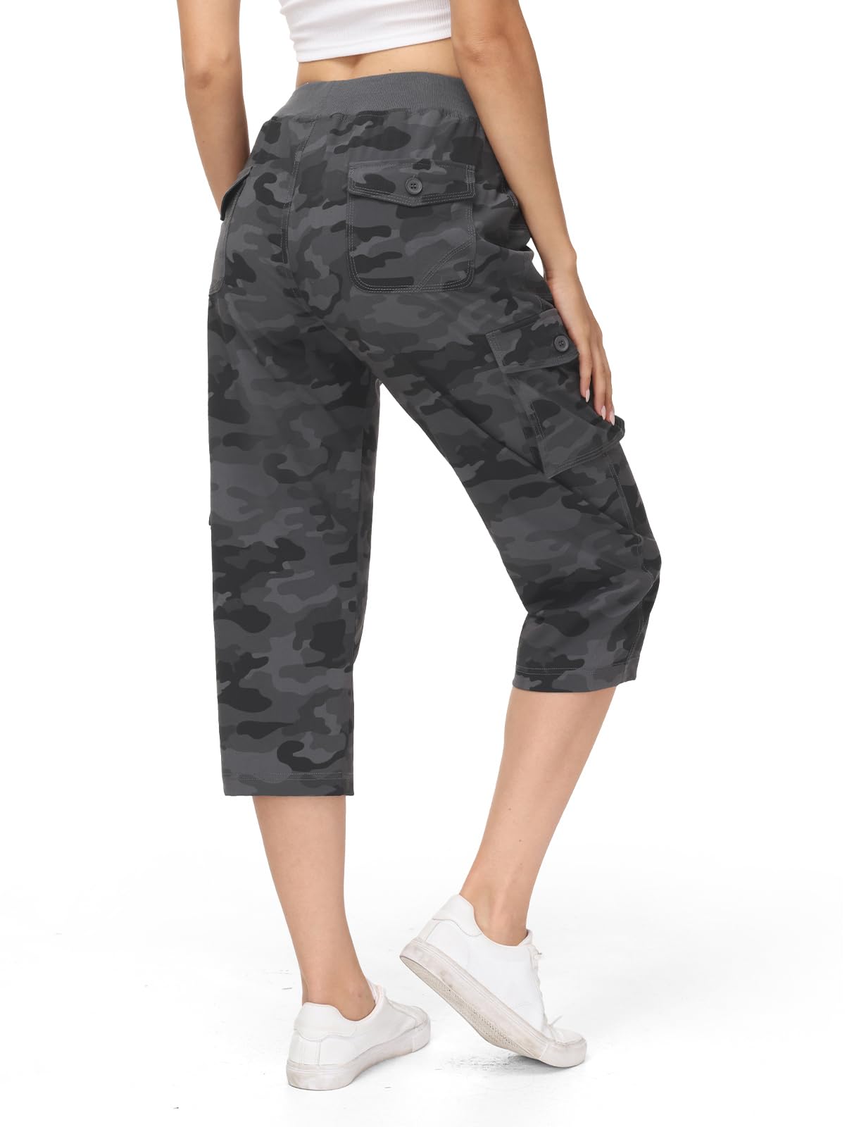Womens Cargo Capris Lightweight Hiking Pants 6 Pockets