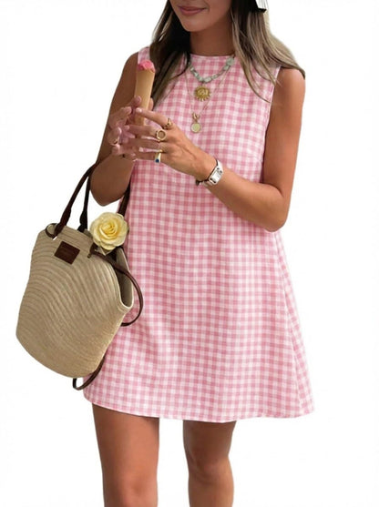 Women's Gingham Sleeveless Mini Dress