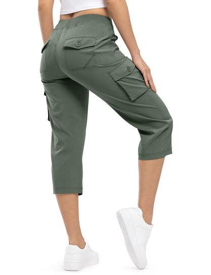 Womens Cargo Capris Lightweight Hiking Pants 6 Pockets
