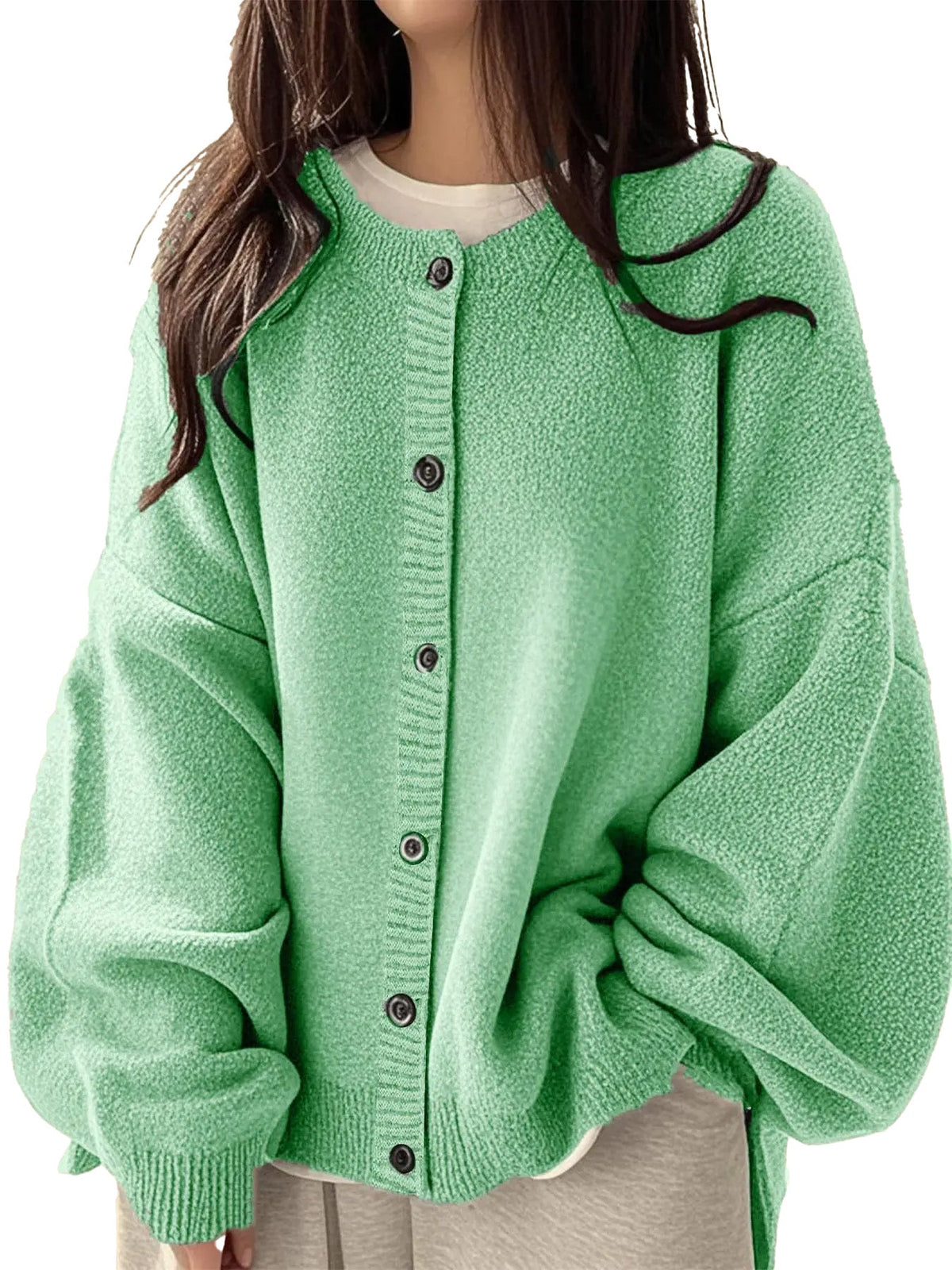 Women's Oversized Cardigan Casual Long Sleeve Button Down Knit Sweater