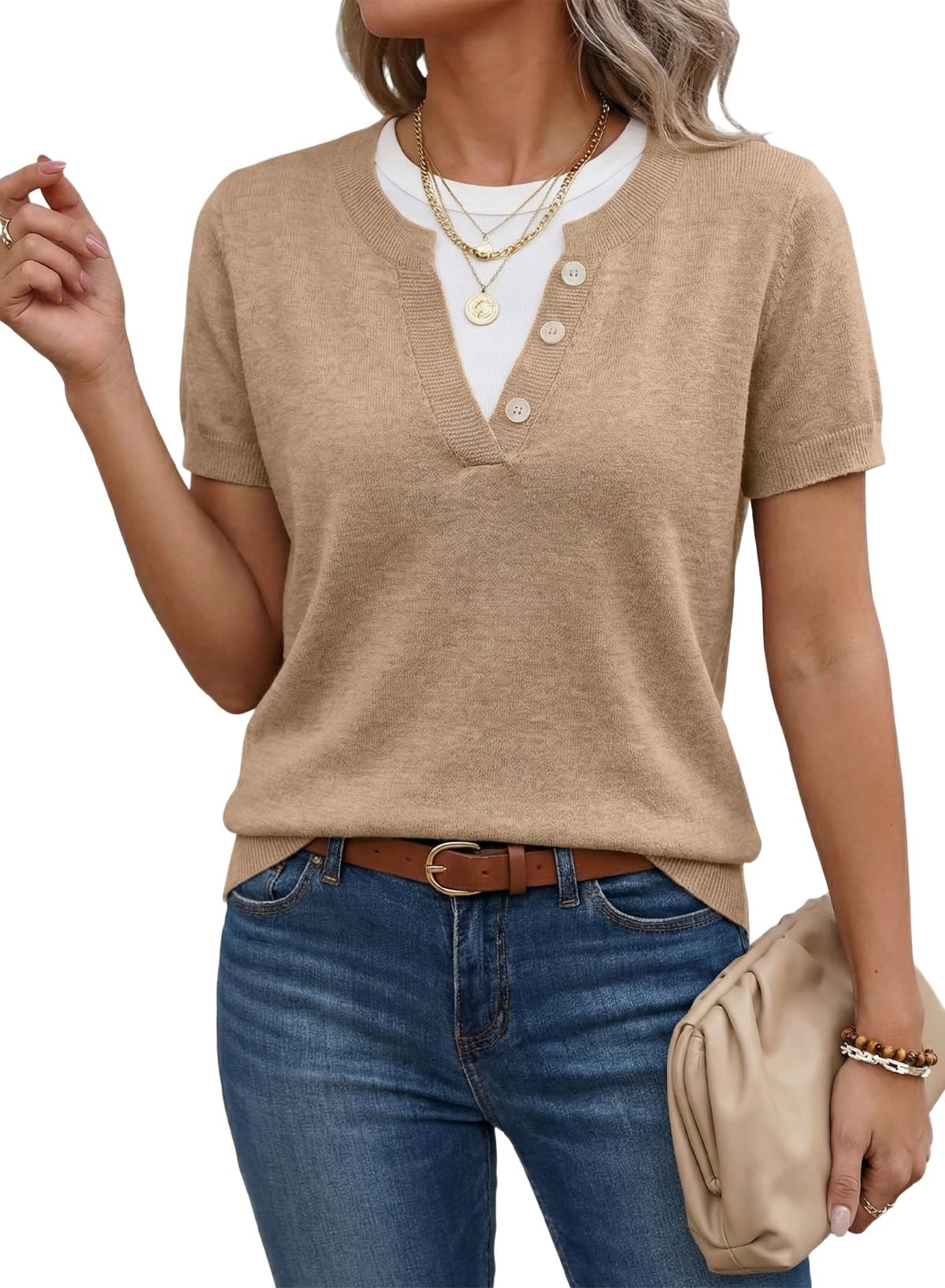 Women's Casual Short Sleeve Knitwear Top