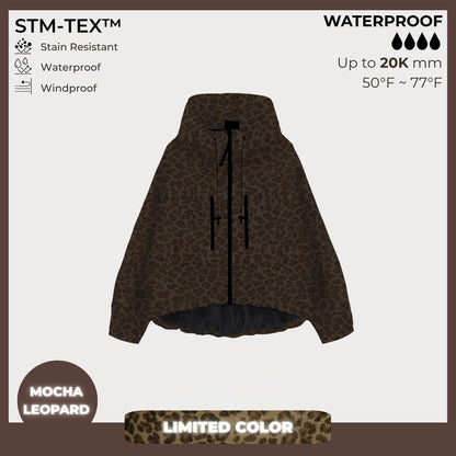 Women's Oversized Pleated Hem Rain Jacket With Hooded