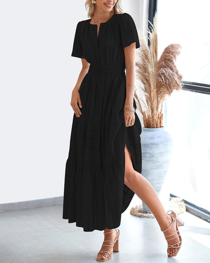 Womens Summer Lightweight Short Sleeve Midi Maxi Dresses(BUY 2 FREE SHIPPING)