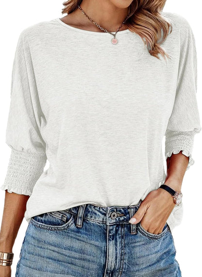 Womens 3/4 Sleeve T-Shirts Cute Crewneck Tees Blouses