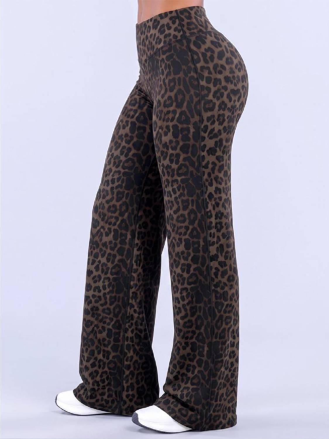Women’s Light Simple Leopard-Print Wide-Leg Pants
