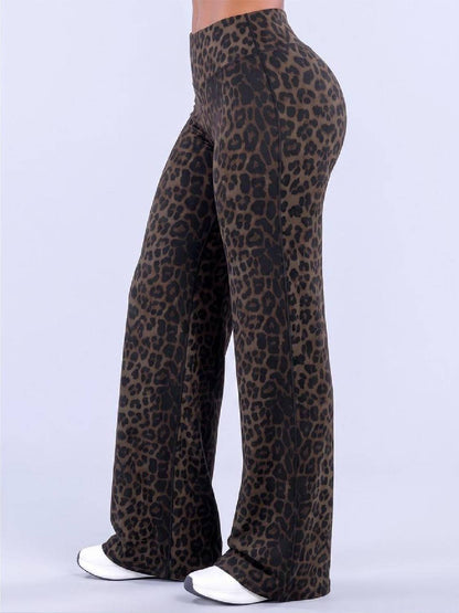 Women’s Light Simple Leopard-Print Wide-Leg Pants