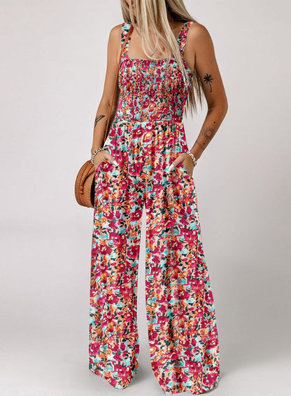 Women's Overalls Casual Floral Print Sleeveless Jumpsuit with Pockets(buy 2 free shipping)