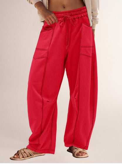 Women's Casual Drawstring Wide Leg Sweatpants Baggy Barrel Pants(Buy 2 Free Shipping)