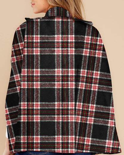 Women's Plaid Double Breasted Winter Cape Turn Down Poncho Coats(Buy 2 Free Shipping)