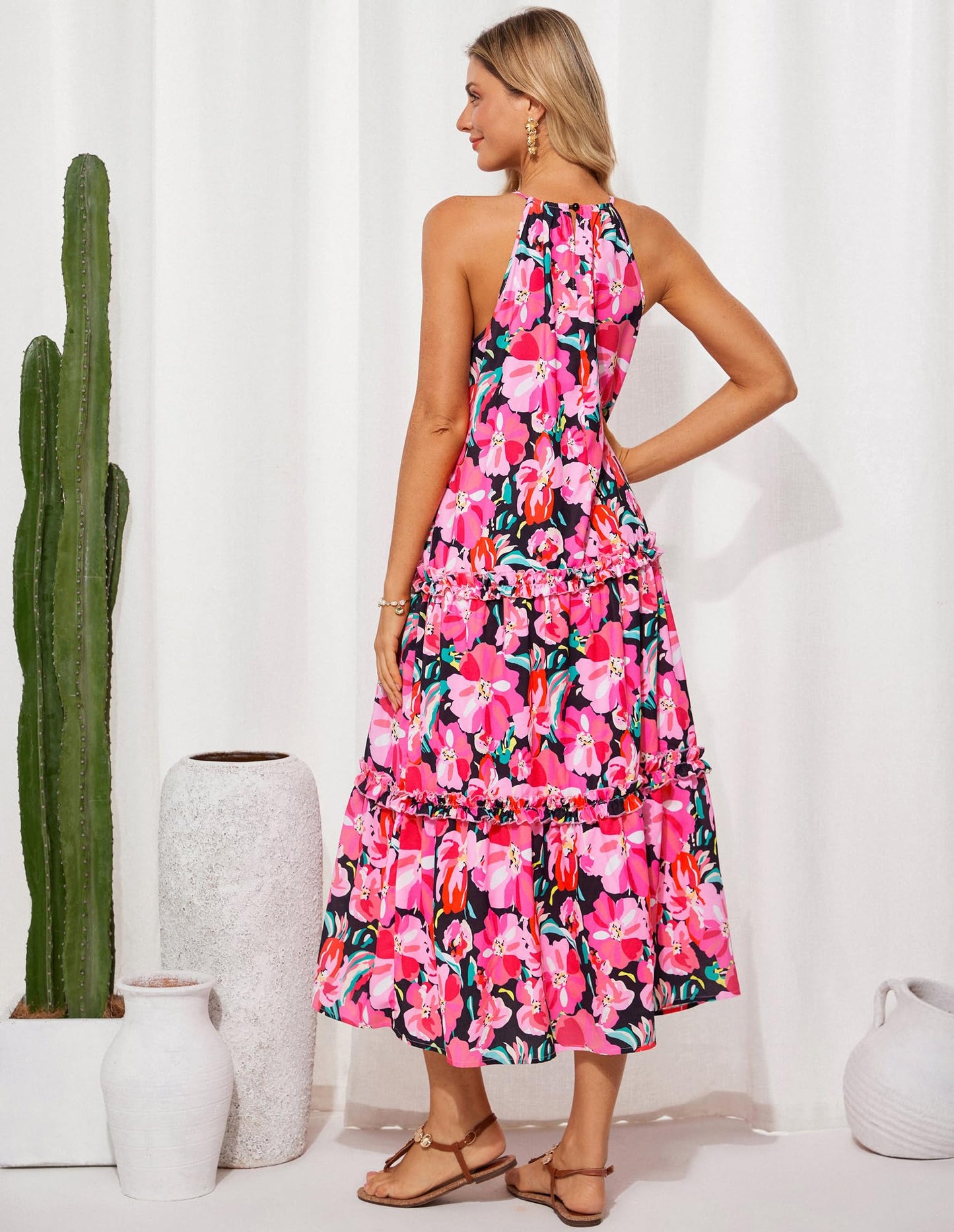 Women's Elegant Hollower Out Waist A  Line Spaghetti Straps Dress