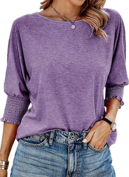 Womens 3/4 Sleeve T-Shirts Cute Crewneck Tees Blouses