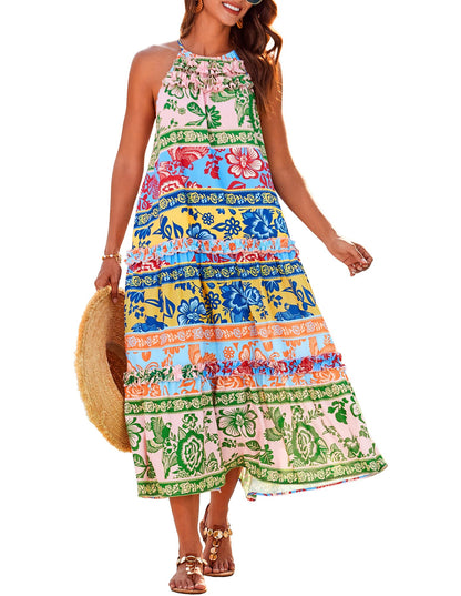 Women's Elegant Hollower Out Waist A  Line Spaghetti Straps Dress