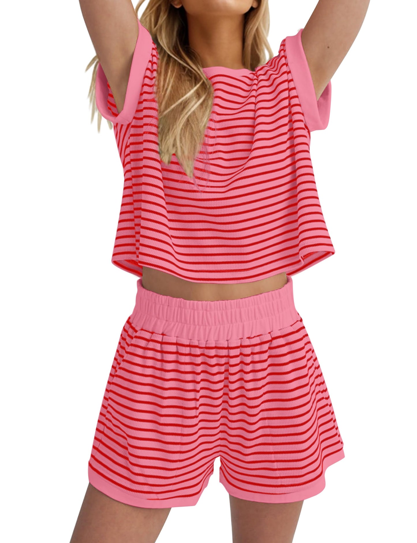 Womens Striped Knit Sets 2 Piece Outfits
