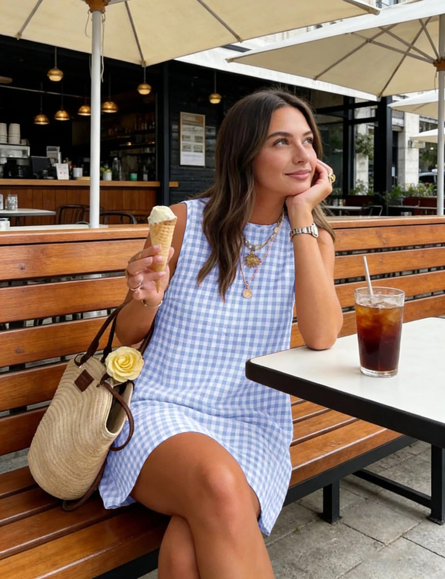 Women's Gingham Sleeveless Mini Dress