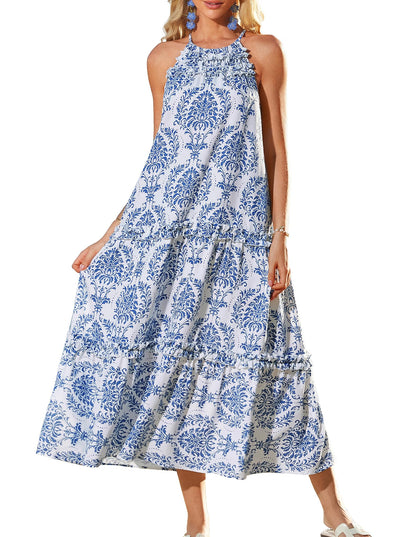 Women's Elegant Hollower Out Waist A  Line Spaghetti Straps Dress