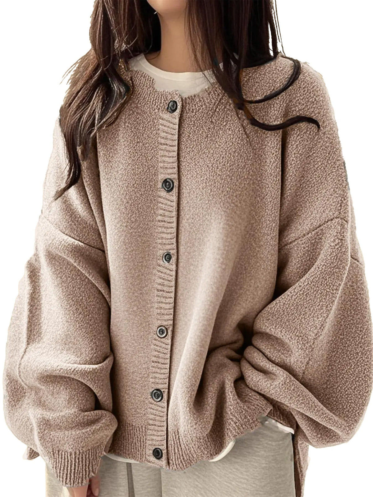 Women's Oversized Cardigan Casual Long Sleeve Button Down Knit Sweater