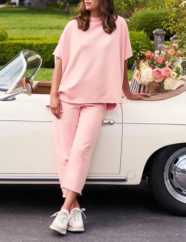 2026 Women's Casual Batwing Sleeve Pullover Top and Wide Leg Set