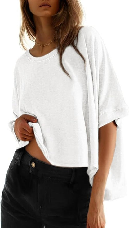 2026 Women's Solid Color Loose Oversized Basic T-Shirt