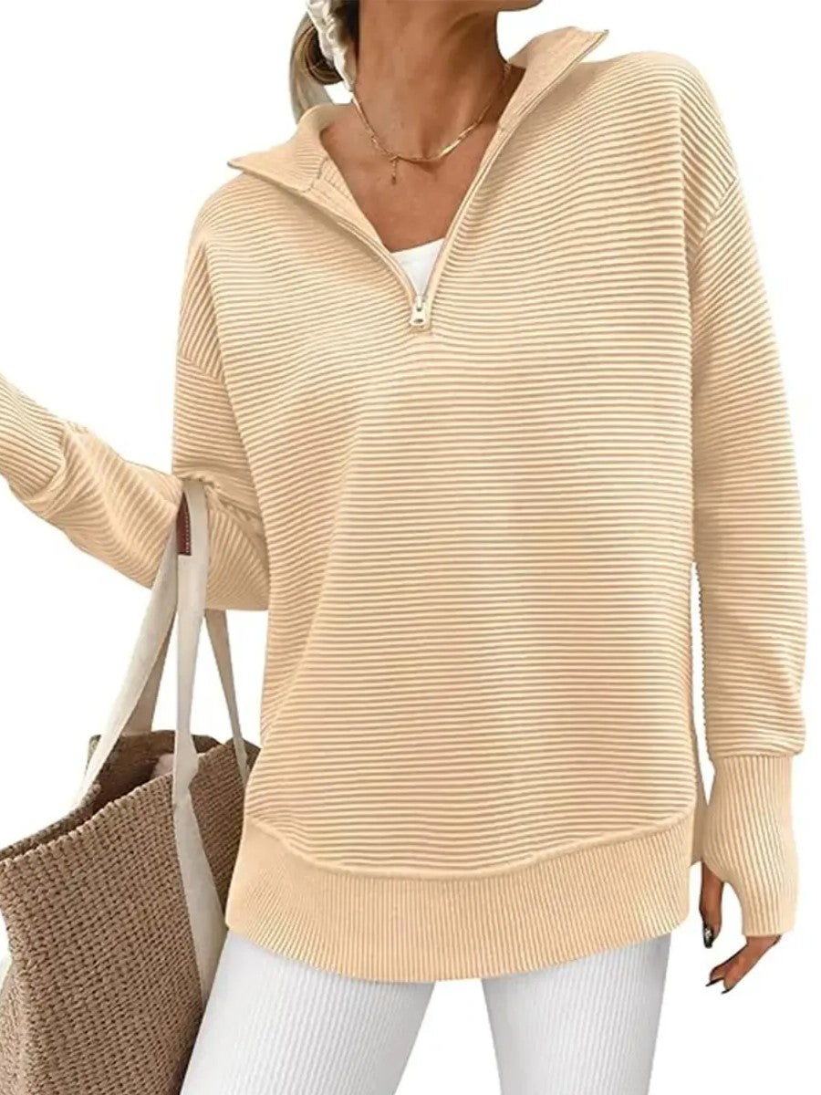 Womens Long Sleeve Quarter Zip Pullover Sweater