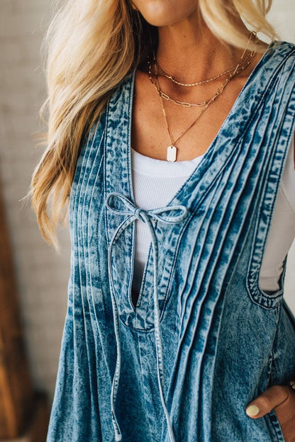 WOMENS ACID WASH PINTUCK JUMPSUIT (BUY 2 FREE SHIPPING)