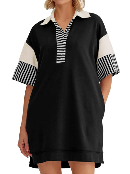 Women's Colorblock Patchwork Short Sleeve T Shirt Dress