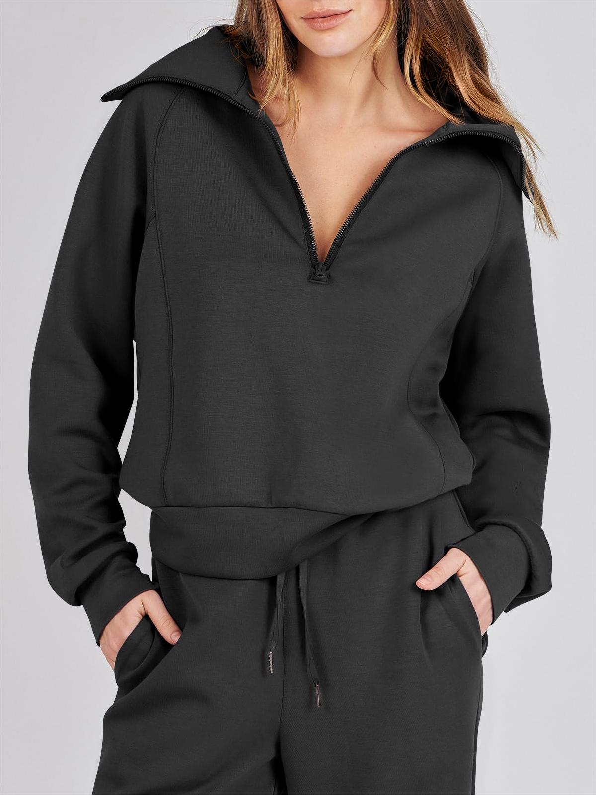 Women's 2 Piece Lounge Matching Set Wide Leg Sweatpant Half Zip Sweatshirt(BUY 2 FREE SHIPPING)