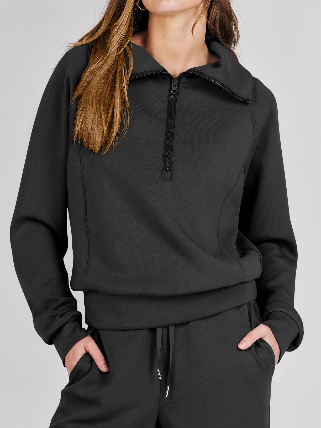 Women's 2 Piece Lounge Matching Set Wide Leg Sweatpant Half Zip Sweatshirt(BUY 2 FREE SHIPPING)