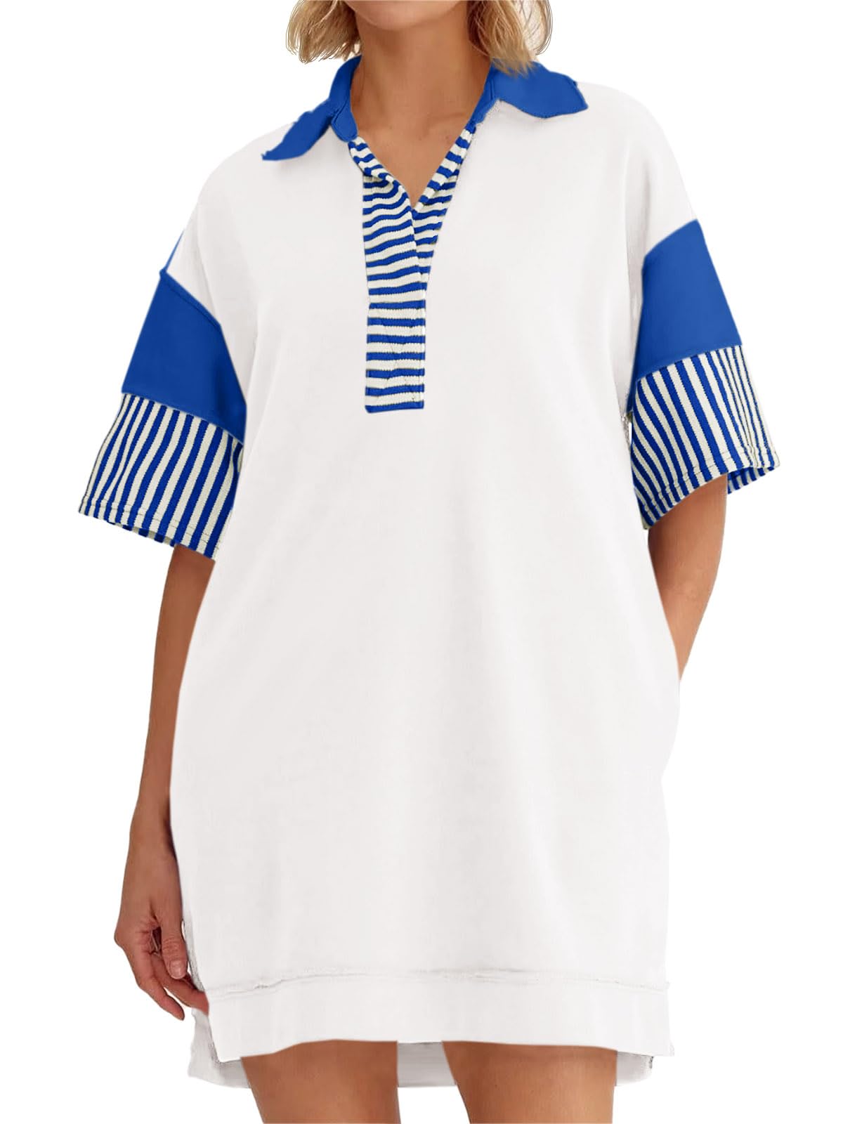 Women's Colorblock Patchwork Short Sleeve T Shirt Dress