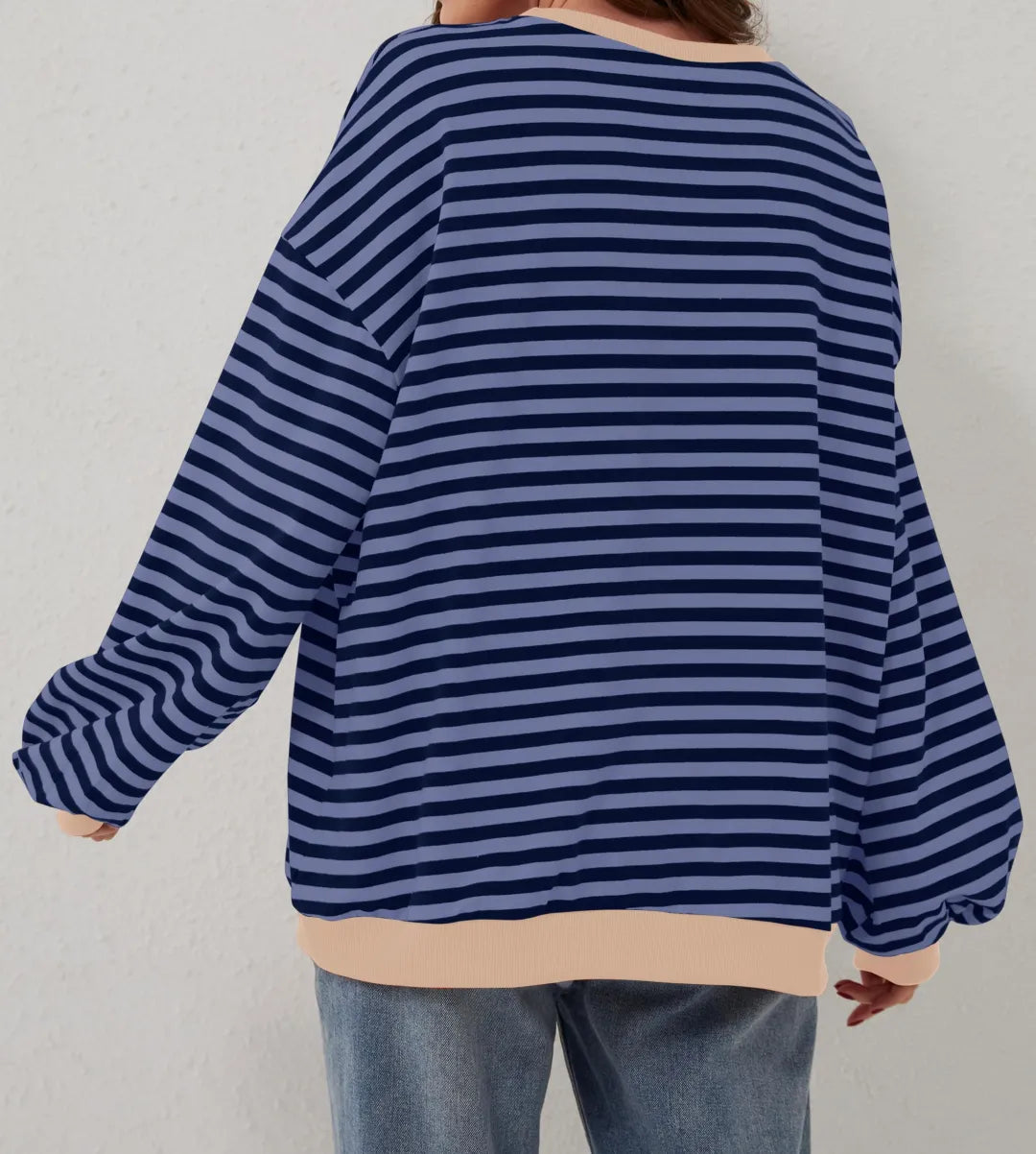 Women's Oversized Striped Color Block Sweatshirt
