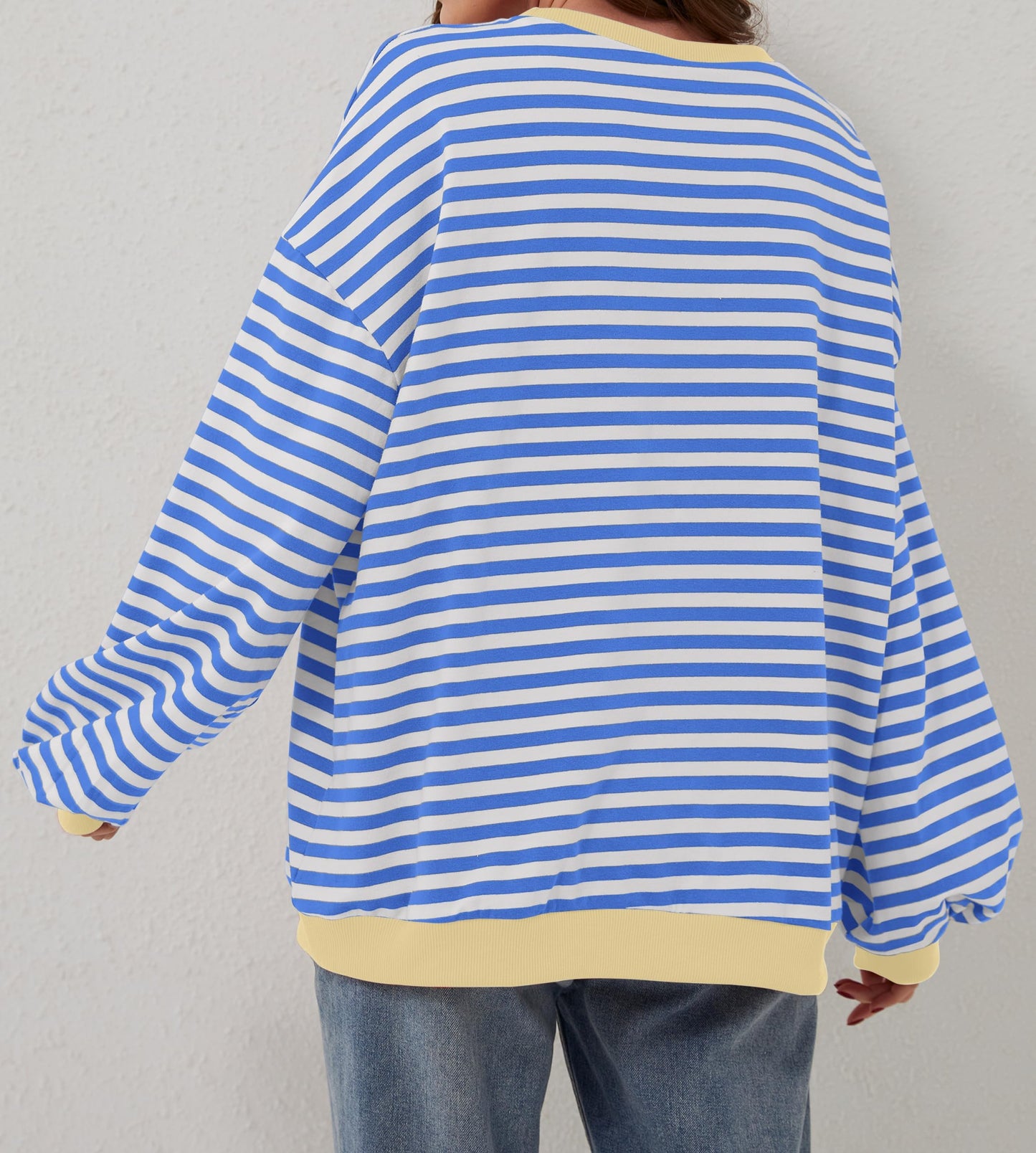 Women's Oversized Striped Color Block Sweatshirt