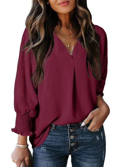 Womens Casual 3/4 Sleeve V Neck Loose Fit Basic Tees (BUY 3 FREE SHIPPING)