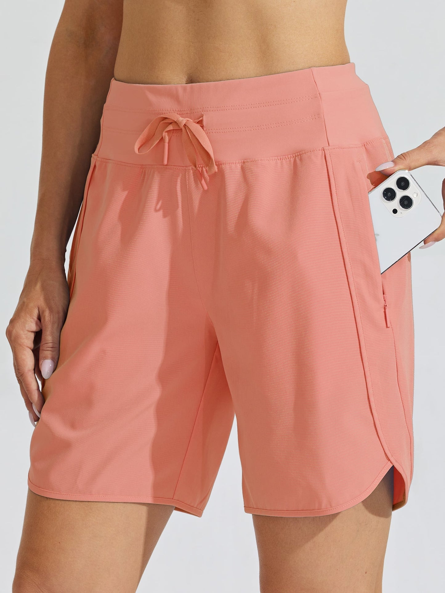 Women's Active 7 Inseam Athletic Long Running High Wasistband Shorts