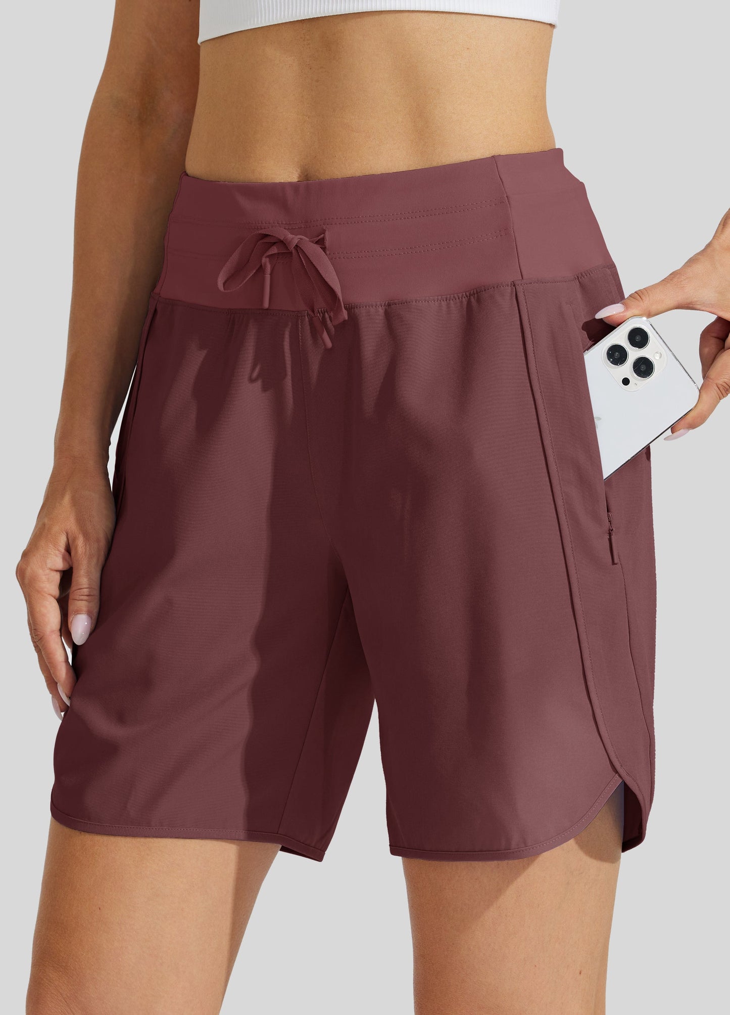 Women's Active 7 Inseam Athletic Long Running High Wasistband Shorts