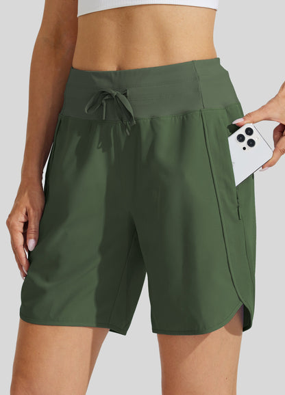 Women's Active 7 Inseam Athletic Long Running High Wasistband Shorts