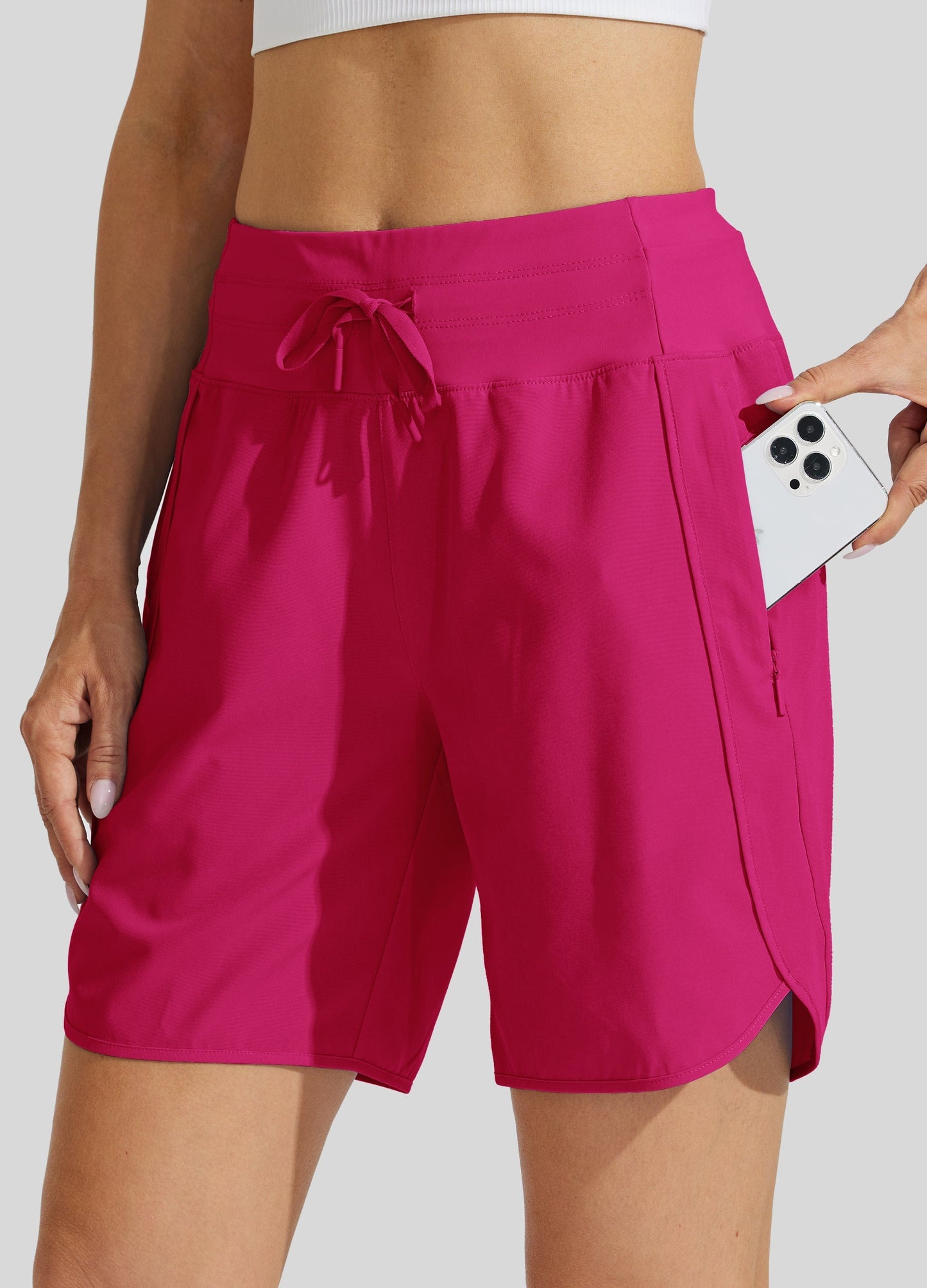 Women's Active 7 Inseam Athletic Long Running High Wasistband Shorts